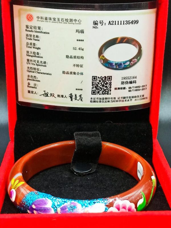 古風瑪瑙彩繪鳳凰於飛手鐲 - Image 7