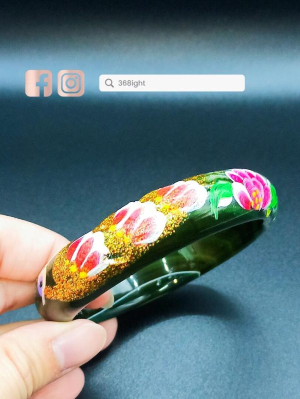 古風瑪瑙彩繪鳳凰於飛手鐲 - Image 9