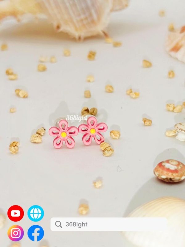 s925銀清新可愛花朵耳環耳釘925 silver flower earrings - Image 5