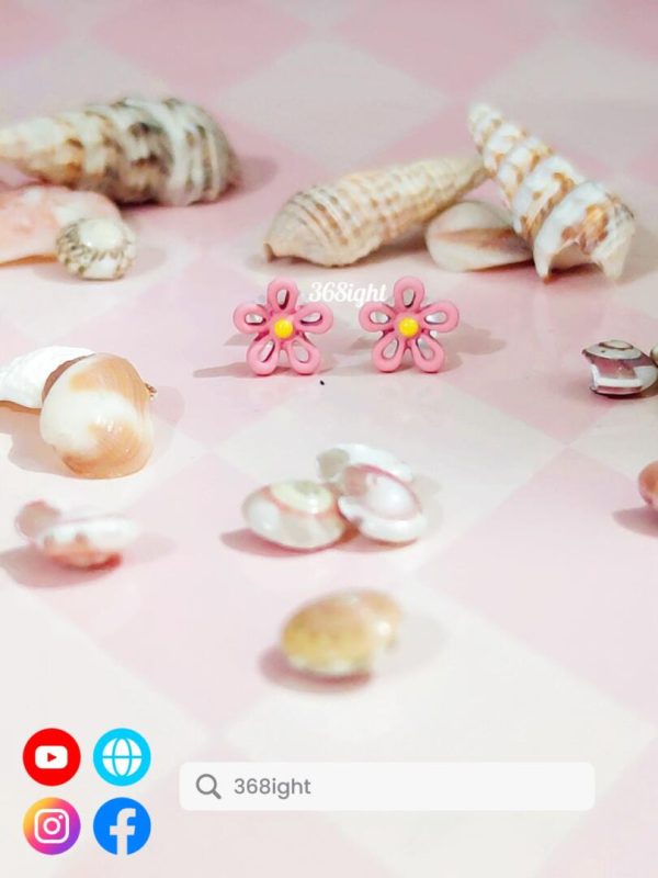s925銀清新可愛花朵耳環耳釘925 silver flower earrings - Image 2