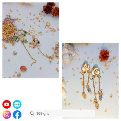 中國古風仙鶴花朵長耳環earrings