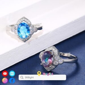 歐美水滴四爪奢華閃鑽戒指