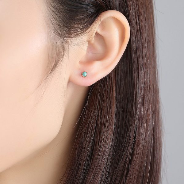 純銀歐泊石耳環招財silver opal earrings - Image 4