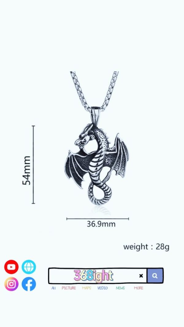 冰與火之歌 龍 朋克嘻哈鈦鋼頸鏈項鏈 Game of Throne Dragon Titanium Steel Necklace - Image 2