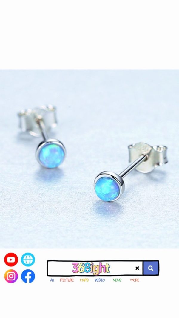 純銀歐泊石耳環招財silver opal earrings - Image 2