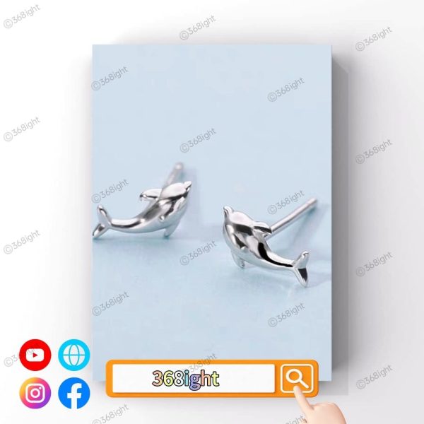 純銀海豚海洋耳環耳釘Sterling silver dolphin ocean earrings