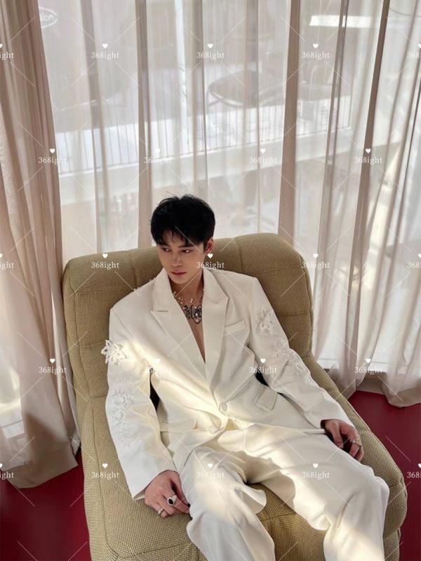 性感透視蕾絲拼接西裝Sexy see-through lace patchwork suit - Image 2
