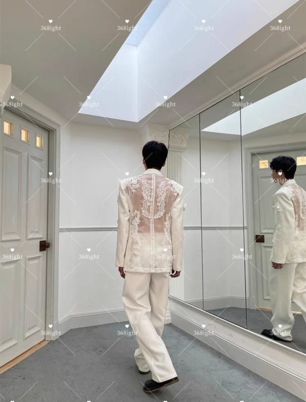 性感透視蕾絲拼接西裝Sexy see-through lace patchwork suit - Image 5