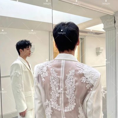 性感透視蕾絲拼接西裝Sexy see-through lace patchwork suit