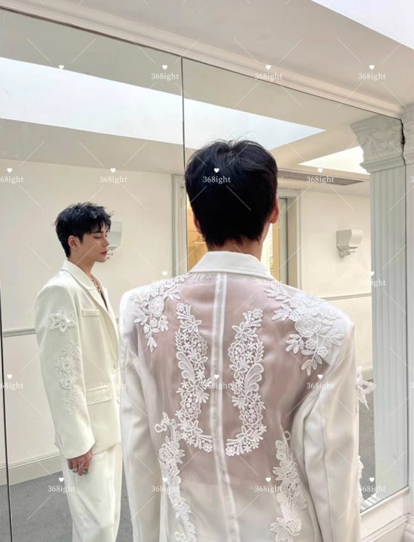 性感透視蕾絲拼接西裝Sexy see-through lace patchwork suit