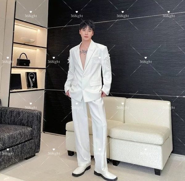 性感透視蕾絲拼接西裝Sexy see-through lace patchwork suit - Image 8