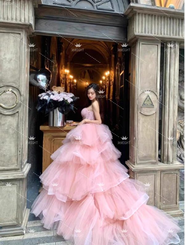 法式蛋糕輕紗晚禮服French cake gauze evening dress