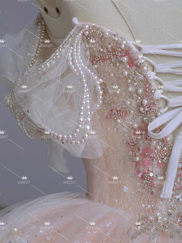 浪漫唯美粉色重工婚紗晚禮服/齊地/拖尾Romantic and beautiful pink heavy industry wedding evening dress/floor length/tail - Image 4