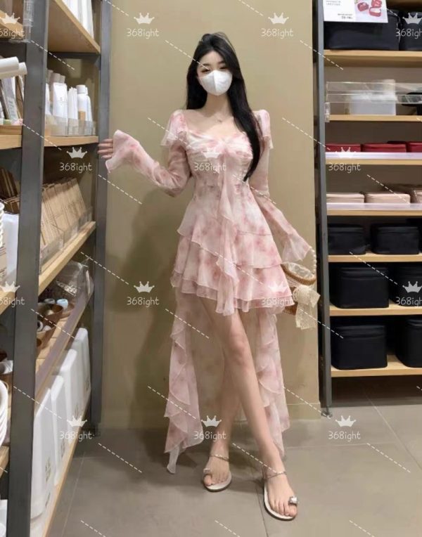 法式小公主風碎花A字飄逸魚尾裙French little princess style floral A-line flowing fishtail skirt - Image 3