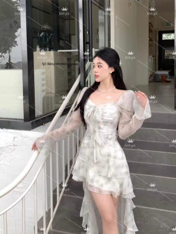 法式小公主風碎花A字飄逸魚尾裙French little princess style floral A-line flowing fishtail skirt - Image 5