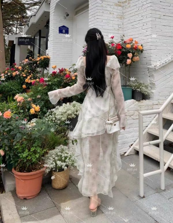 法式小公主風碎花A字飄逸魚尾裙French little princess style floral A-line flowing fishtail skirt - Image 8