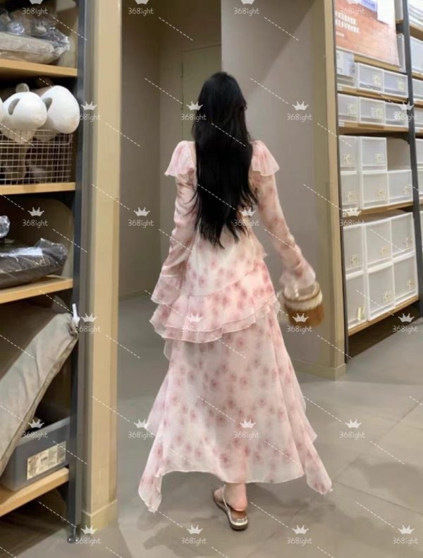 法式小公主風碎花A字飄逸魚尾裙French little princess style floral A-line flowing fishtail skirt - Image 9