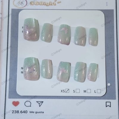 極光 與蝴蝶美甲假甲穿戴甲