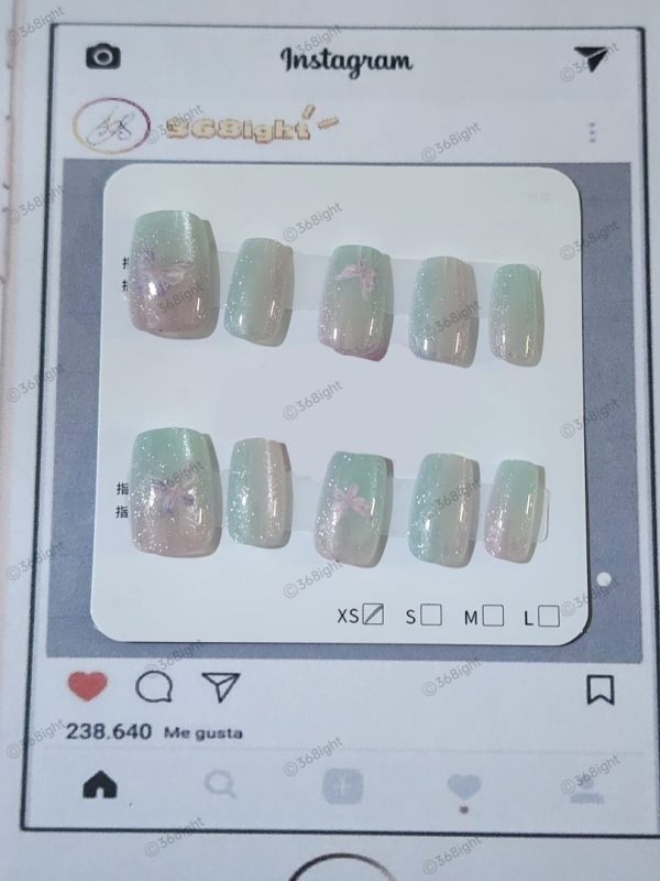 極光 與蝴蝶美甲假甲穿戴甲