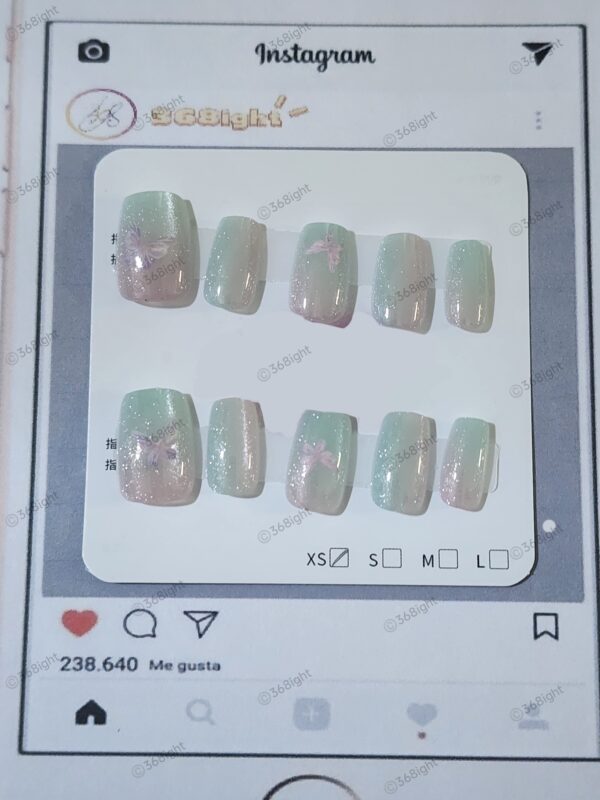 極光 與蝴蝶美甲假甲穿戴甲