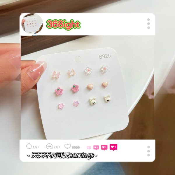 全套六對純銀可愛天天耳環 - Image 10