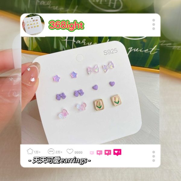 全套六對純銀可愛天天耳環 - Image 8