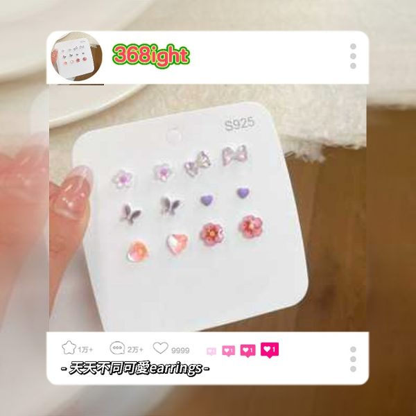 全套六對純銀可愛天天耳環 - Image 6