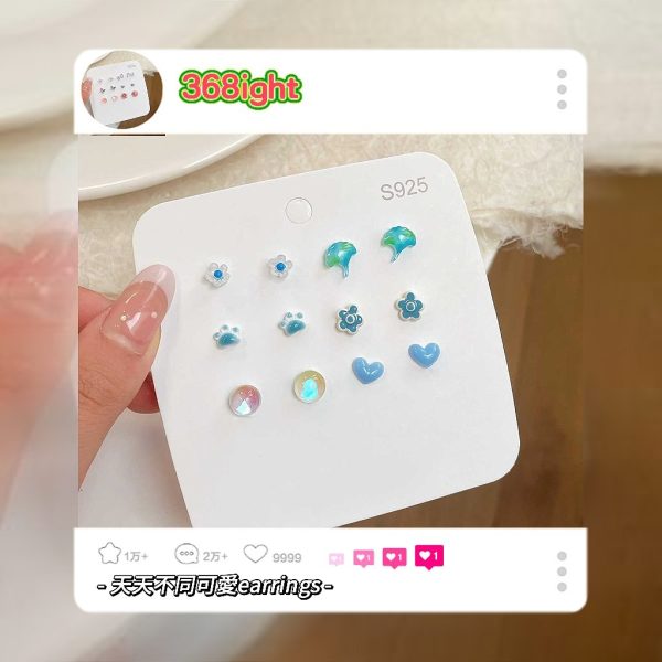 全套六對純銀可愛天天耳環 - Image 5