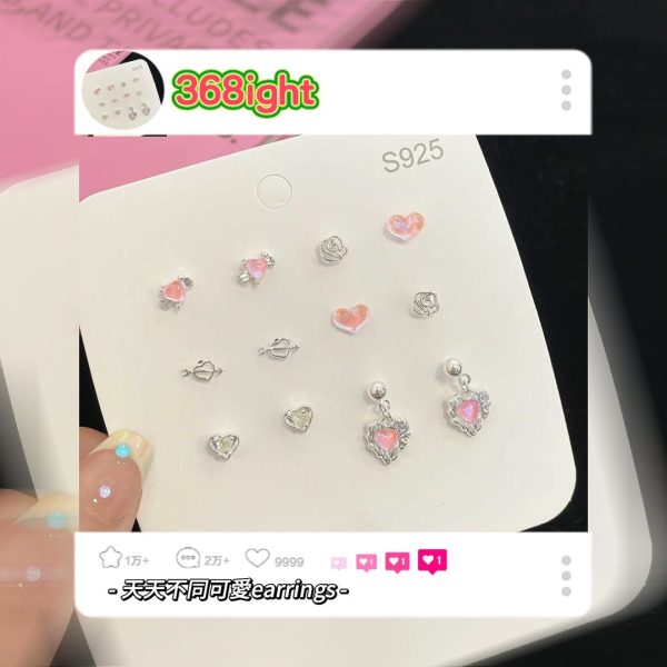 全套六對純銀可愛天天耳環 - Image 4
