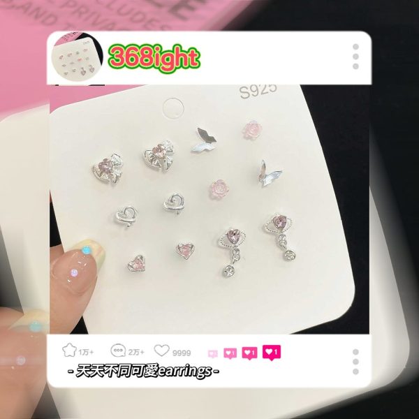 全套六對純銀可愛天天耳環 - Image 3