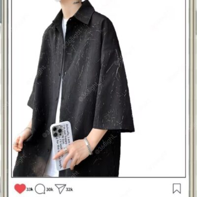 英倫風冰絲短袖夏季痞帥襯衫