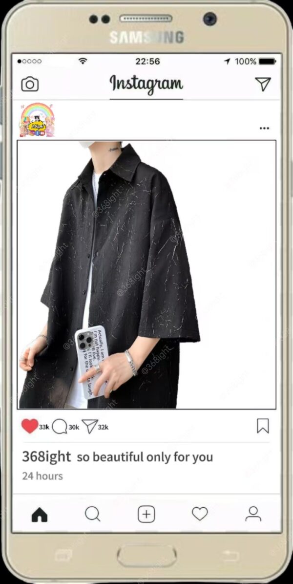 英倫風冰絲短袖夏季痞帥襯衫