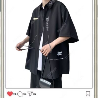 禁欲系痞帥潮男冰絲襯衣