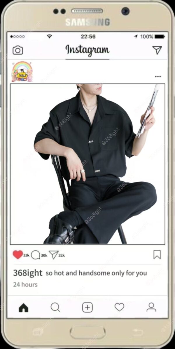 潮男短劇明星型男七分袖上衣