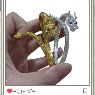 本命年生肖龍 鍍銀立體龍手鐲