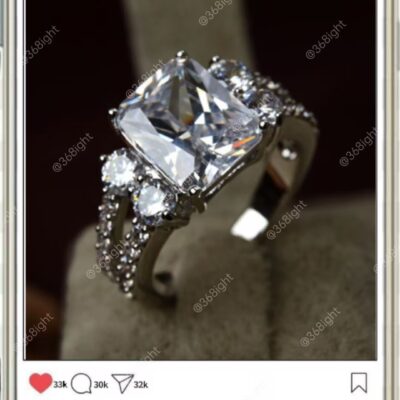歐美ins 爆款3A方形鋯鑽戒指