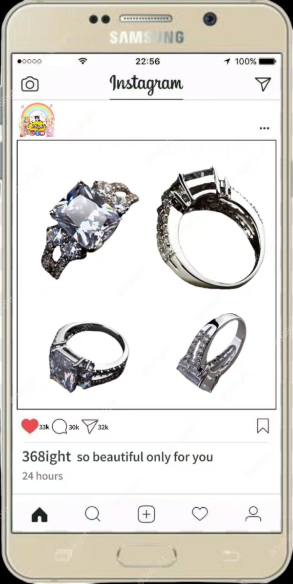 歐美ins 爆款3A方形鋯鑽戒指 - Image 3