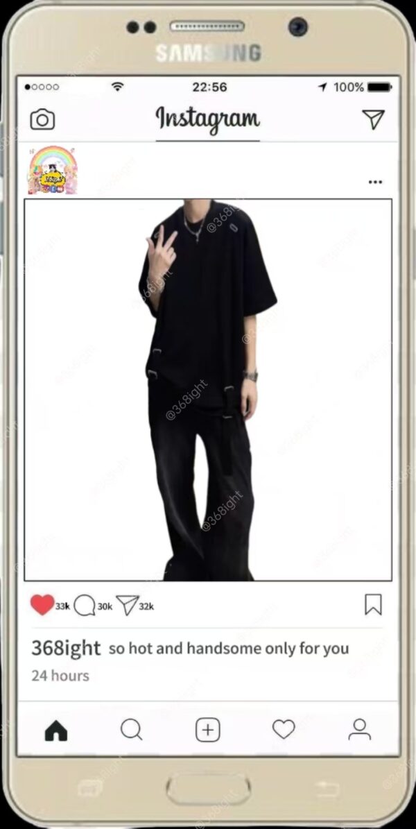 型男帥哥寬鬆上衣時尚綁帶上衣 - Image 2