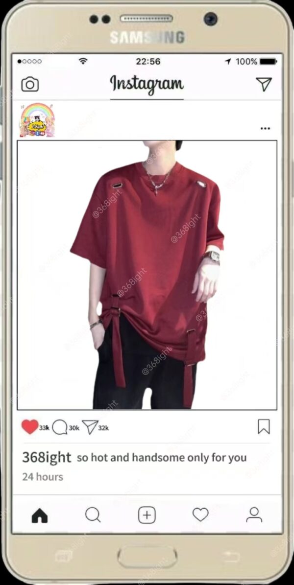 型男帥哥寬鬆上衣時尚綁帶上衣 - Image 5