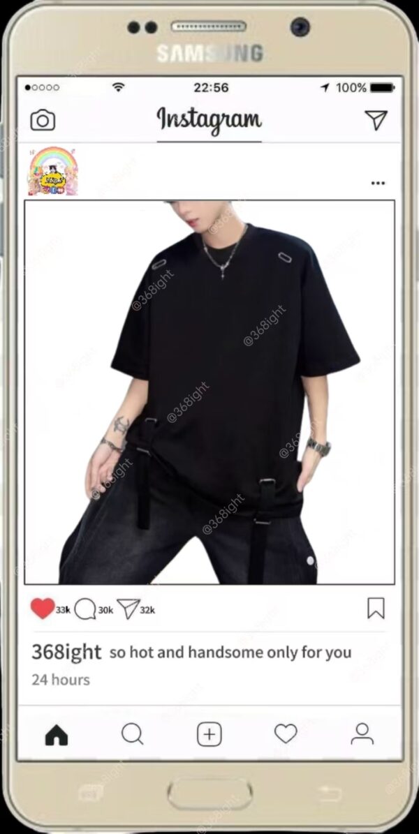 型男帥哥寬鬆上衣時尚綁帶上衣 - Image 6