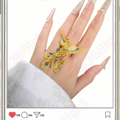 立體彩繪鳳凰戒指