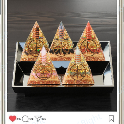 五行水晶金字塔 風水擺飾 能量石