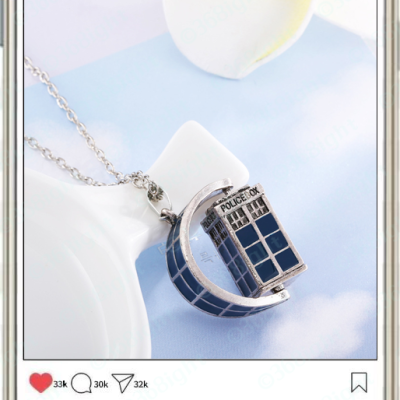 Doctor Who 神秘博士Tardis 可旋轉警亭 頸鍊