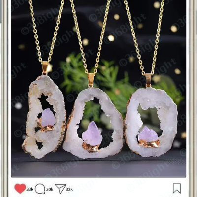 天然水晶不規則瑪瑙頸鍊