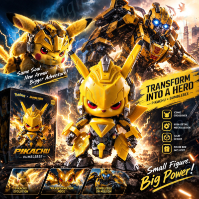 ⚡🐝 比卡超小黃蜂機甲模型｜13cm萌系戰鬥收藏擺件｜黃色機甲｜彩盒裝